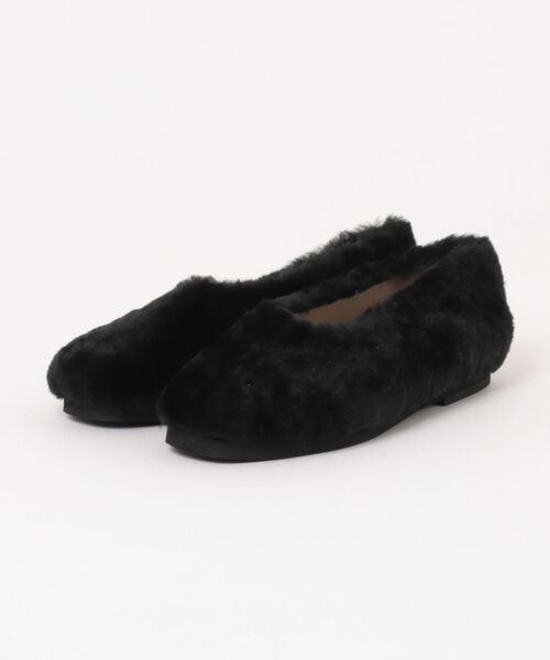 CORSO ROMA,9(コルソローマ)の「【CORSO ROMA 9】シアリングフラットバレエシューズ(W51500)(バレエシューズ・レディース・ブラック/ライトベージュ・36/39/38/37/35)」の2枚目の写真
