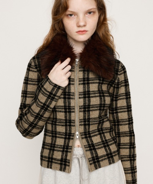 2025AW】F/FUR COLLAR KNIT TOPS フェイクファー カラー ニット