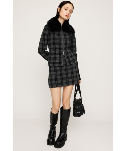 セール】【セットアップ可】F/FUR COLLAR KNIT TOPS フェイクファー