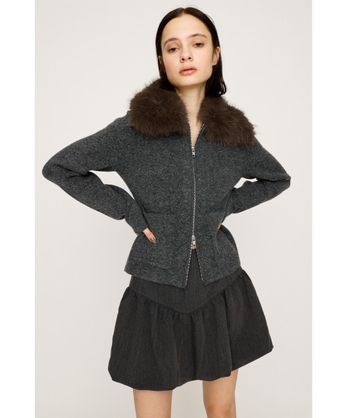 2025AW】F/FUR COLLAR KNIT TOPS フェイクファー カラー ニット