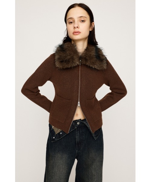 2025AW】F/FUR COLLAR KNIT TOPS フェイクファー カラー ニット
