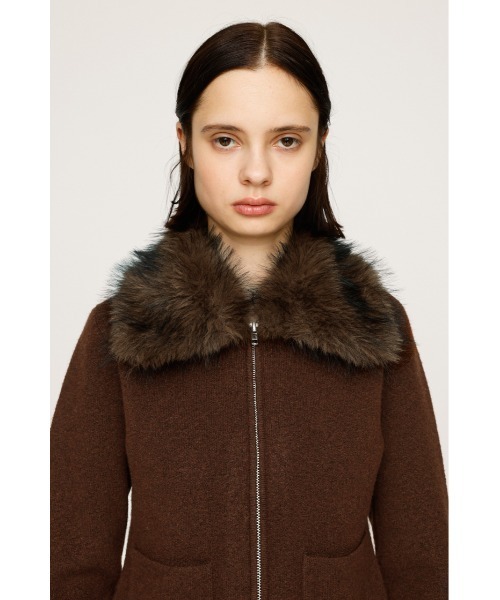 2025AW】F/FUR COLLAR KNIT TOPS フェイクファー カラー ニット