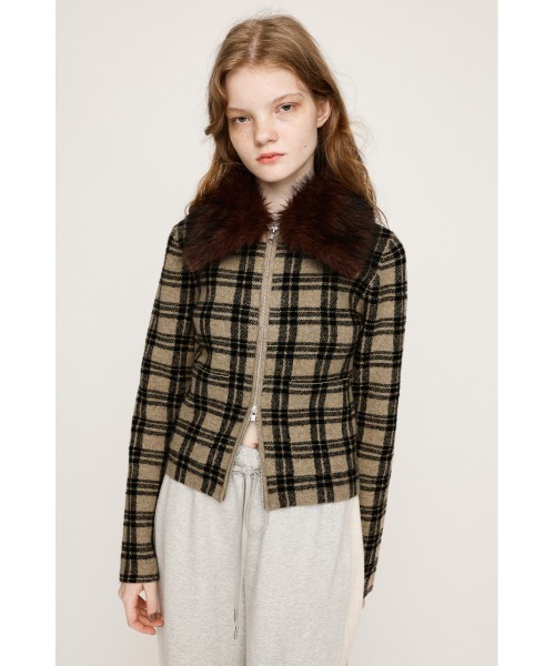 2025AW】F/FUR COLLAR KNIT TOPS フェイクファー カラー ニット