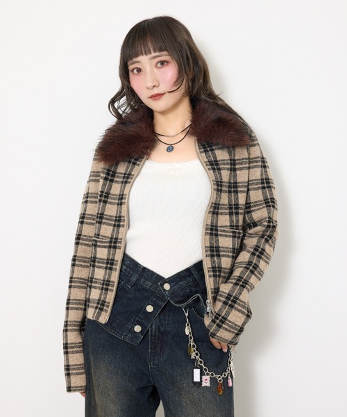 試着のみ❣️黒ファー袖のニットトップス ZOZO限定】袖ファー麻タッチニット（ニット/セーター