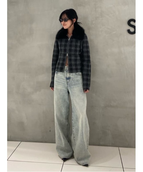 試着のみ❣️黒ファー袖のニットトップス セール】【ZOZO限定】袖ファー麻タッチニット（ニット/セーター