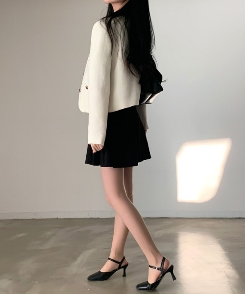 AMELY(エミリー)の「ツイード調ノーカラーショートジャケット(その他アウター・レディース・アイボリー/グレー・フリー)」の5枚目の写真