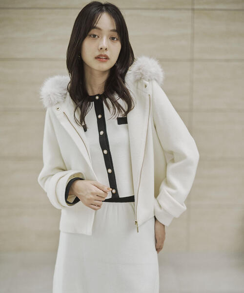 セール】モッサフードフェイクファーショートコート / 1215255102