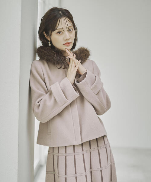 【アリス様】プロポーションボディドレッシング/Ｗモッサフードファーショートコート モッサフードフェイクファーショートコート / 1215255102（ブルゾン