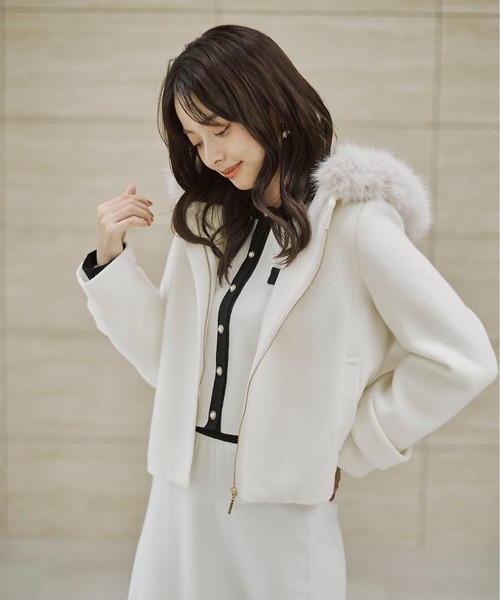 PROPORTION BODY DRESSING(プロポーションボディドレッシング)の「モッサフードフェイクファーショートコート / 1215255102(ブルゾン・レディース・ホワイト系その他/ベージュ/ブラック・MEDIUM/SMALL)」の21枚目の写真