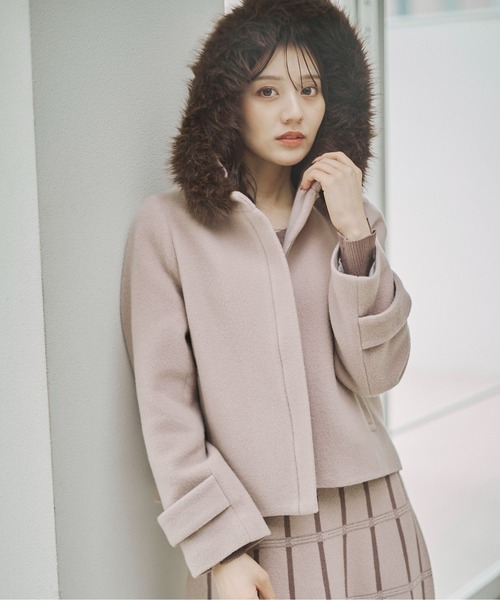 PROPORTION BODY DRESSING(プロポーションボディドレッシング)の「モッサフードフェイクファーショートコート / 1215255102(ブルゾン・レディース・ホワイト系その他/ベージュ/ブラック・MEDIUM/SMALL)」の20枚目の写真