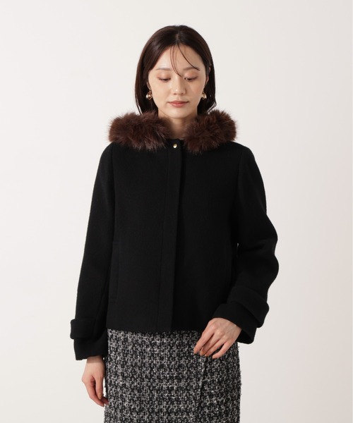 PROPORTION BODY DRESSING(プロポーションボディドレッシング)の「モッサフードフェイクファーショートコート / 1215255102(ブルゾン・レディース・ホワイト系その他/ベージュ/ブラック・MEDIUM/SMALL)」の9枚目の写真