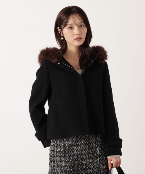 PROPORTION BODY DRESSING(プロポーションボディドレッシング)の「モッサフードフェイクファーショートコート / 1215255102(ブルゾン・レディース・ホワイト系その他/ベージュ/ブラック・MEDIUM/SMALL)」の4枚目の写真