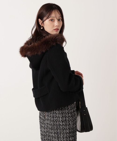 PROPORTION BODY DRESSING(プロポーションボディドレッシング)の「モッサフードフェイクファーショートコート / 1215255102(ブルゾン・レディース・ホワイト系その他/ベージュ/ブラック・MEDIUM/SMALL)」の5枚目の写真