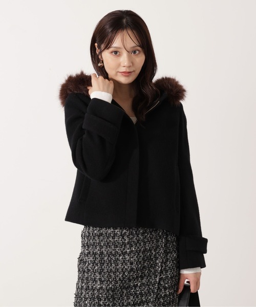 PROPORTION BODY DRESSING(プロポーションボディドレッシング)の「モッサフードフェイクファーショートコート / 1215255102(ブルゾン・レディース・ホワイト系その他/ベージュ/ブラック・MEDIUM/SMALL)」の6枚目の写真