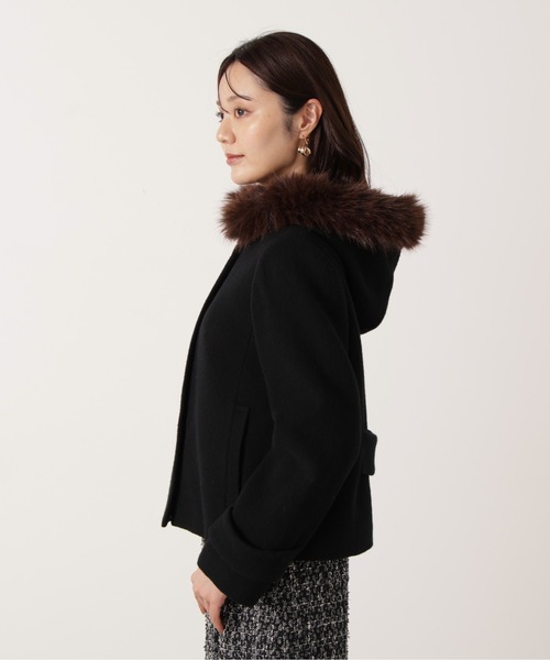 PROPORTION BODY DRESSING(プロポーションボディドレッシング)の「モッサフードフェイクファーショートコート / 1215255102(ブルゾン・レディース・ホワイト系その他/ベージュ/ブラック・MEDIUM/SMALL)」の10枚目の写真