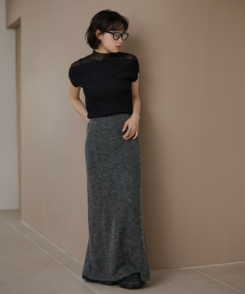 wool mohair blend knit skirt /ウールモヘアブレンドニットスカート