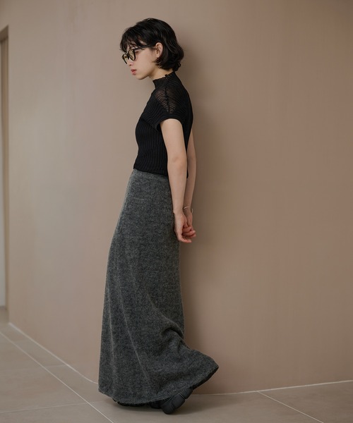 LAULEN(ローレン)の「wool mohair blend knit skirt /ウールモヘアブレンドニットスカート(スカート・レディース・チャコールグレー/ベージュ・FREE)」の12枚目の写真