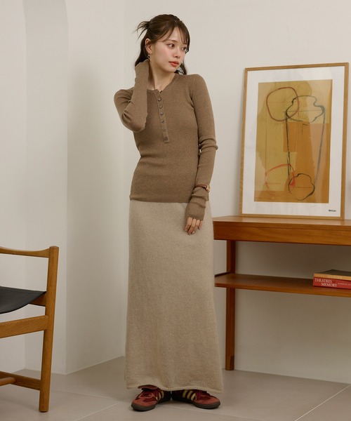 wool mohair blend knit skirt /ウールモヘアブレンドニットスカート