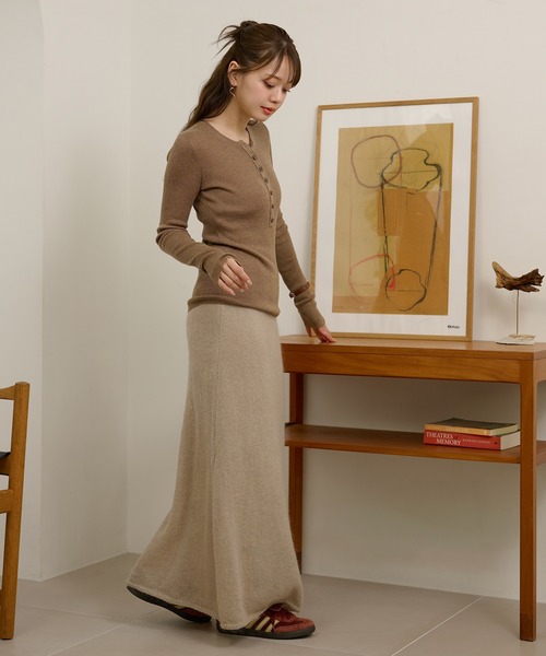 LAULEN(ローレン)の「wool mohair blend knit skirt /ウールモヘアブレンドニットスカート(スカート・レディース・チャコールグレー/ベージュ・FREE)」の18枚目の写真
