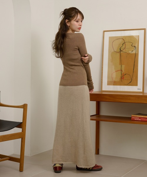 wool mohair blend knit skirt /ウールモヘアブレンドニットスカート