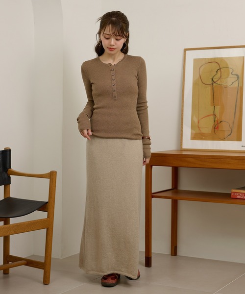 wool mohair blend knit skirt /ウールモヘアブレンドニットスカート