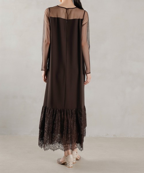 ジレ×レース フリルワンピース 2点セット パーティー ドレス 結婚式