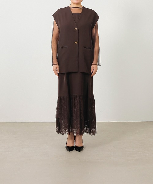 【新品タグ付き】Kana セレモニー レースドレス ワンピース ブラウン L 新品タグ付き】Kana セレモニー レースドレス ワンピース ブラウン L