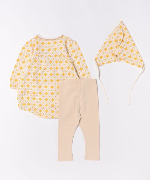 セール】【3点セット】ラインフラワーカバーオール&レギンス