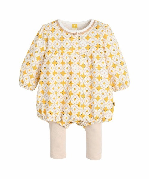 セール】【3点セット】ラインフラワーカバーオール&レギンス