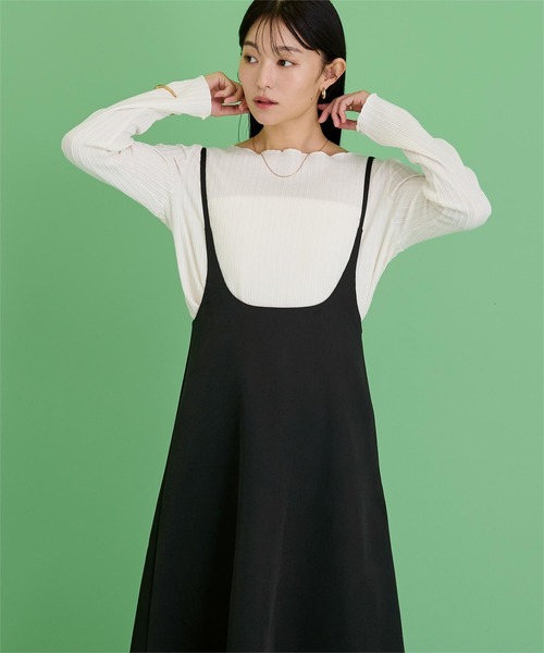 UR'S(ユアーズ)の「ジョーゼットキャミワンピース(ワンピース・レディース・ベージュ/ブラック・S/M/L)」の10枚目の写真