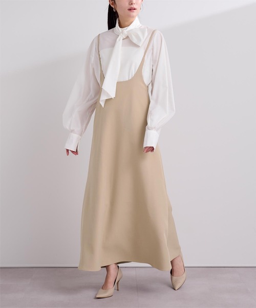 UR'S(ユアーズ)の「ジョーゼットキャミワンピース(ワンピース・レディース・ベージュ/ブラック・S/M/L)」の6枚目の写真