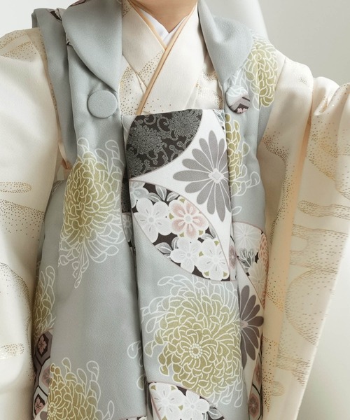 utatane(ウタタネ)の「七五三3歳用被布コートセット 男の子 ひよこ商店 ミント七宝×クリーム金彩(着物・キッズ・クリーム・85-100cm)」の2枚目の写真