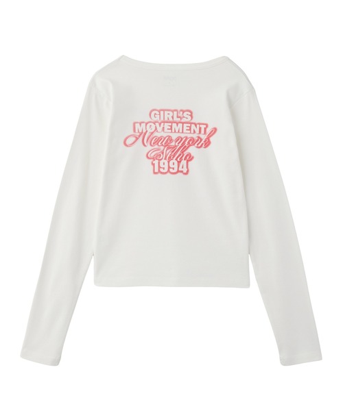 X-girl（エックスガール）の「SPRAY LOGO L/S TOP（Tシャツ/カットソー・レディース・ブラック/ホワイト/ベージュ・S/M）」の12枚目の写真