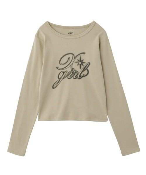 X-girl（エックスガール）の「SPRAY LOGO L/S TOP（Tシャツ/カットソー・レディース・ブラック/ホワイト/ベージュ・S/M）」の9枚目の写真