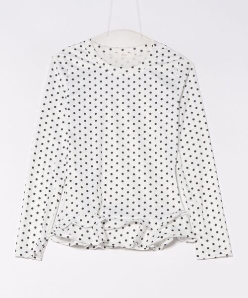 Nia(ニア)の「Nia(ニア)/フリルレイヤード ポルカドットロンT(Tシャツ/カットソー・レディース・ホワイト・MEDIUM/SMALL)」の15枚目の写真
