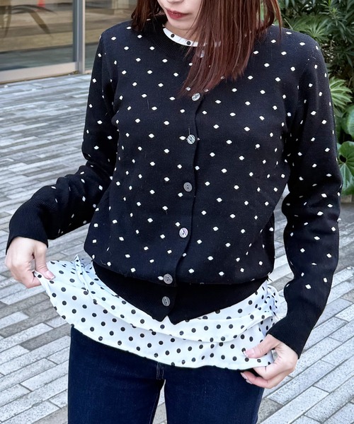 Nia(ニア)の「Nia(ニア)/フリルレイヤード ポルカドットロンT(Tシャツ/カットソー・レディース・ホワイト・MEDIUM/SMALL)」の19枚目の写真