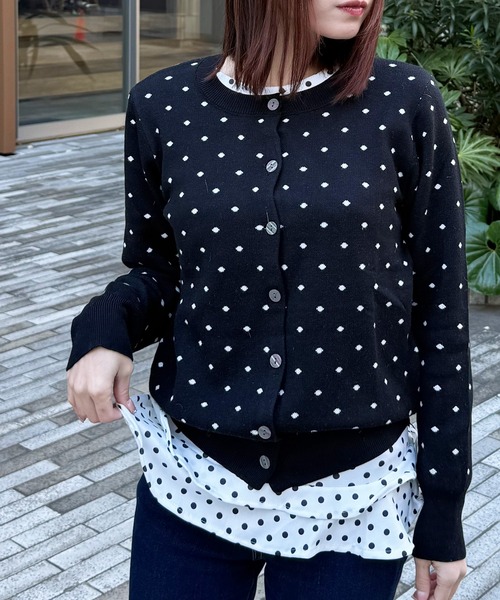 Nia(ニア)の「Nia(ニア)/フリルレイヤード ポルカドットロンT(Tシャツ/カットソー・レディース・ホワイト・MEDIUM/SMALL)」の20枚目の写真