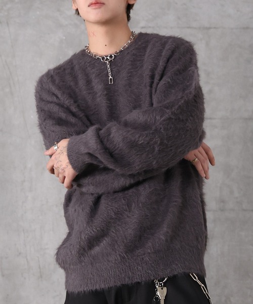 Confirm（コンファーム）の「モヘアライク シャギー プルオーバーニット メンズ レディース ユニセックス（ニット/セーター・メンズ・パープル/サックスブルー/グレー/チャコールグレー・M/L）」の2枚目の写真