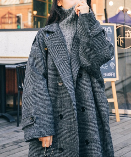 オーバーチェック柄ロングチェスターコート（チェスターコート）｜CHUL