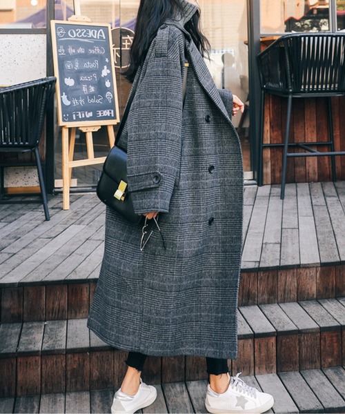 オーバーチェック柄ロングチェスターコート（チェスターコート）｜CHUL