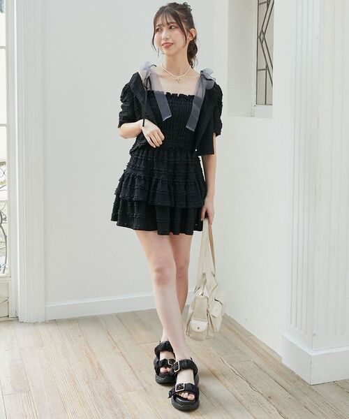 MAJESTIC LEGON（マジェスティックレゴン）の「カットレースフリルミニスカパン（スカート・レディース・オフホワイト/アイボリー/ブラック・MEDIUM）」の10枚目の写真