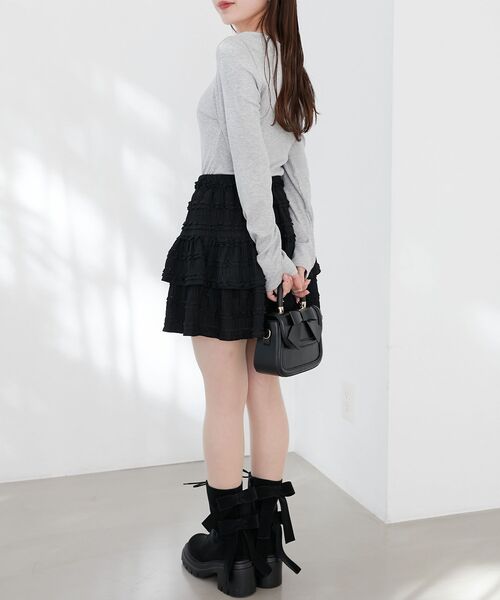 MAJESTIC LEGON（マジェスティックレゴン）の「カットレースフリルミニスカパン（スカート・レディース・オフホワイト/アイボリー/ブラック・MEDIUM）」の13枚目の写真