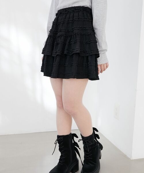 MAJESTIC LEGON（マジェスティックレゴン）の「カットレースフリルミニスカパン（スカート・レディース・オフホワイト/アイボリー/ブラック・MEDIUM）」の15枚目の写真