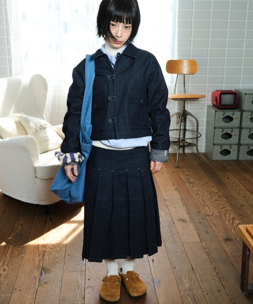 common gull products.(コモンガルプロダクツ)の「遠回りで帰るデニムジャケット(デニムジャケット・レディース・インディゴブルー/ブラック系・LARGE/MEDIUM/SMALL)」の2枚目の写真