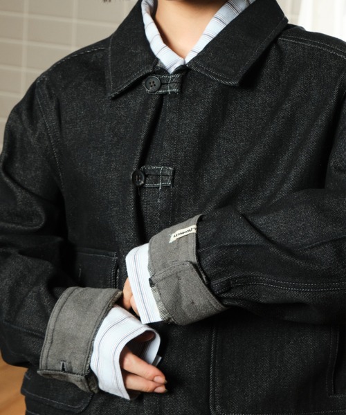 common gull products.(コモンガルプロダクツ)の「遠回りで帰るデニムジャケット(デニムジャケット・レディース・インディゴブルー/ブラック系・LARGE/MEDIUM/SMALL)」の9枚目の写真