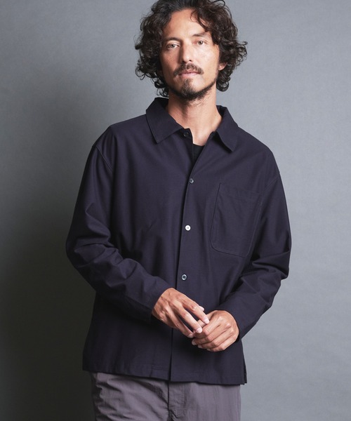 Magine（マージン）の「CTN COMPACT KNIT COMFORT SHIRTS JKT:コットン コンパクトニット コンフォート シャツジャケット（シャツ/ブラウス・メンズ・ブラック/ベージュ/ネイビー/グレー・44/46/48）」の4枚目の写真