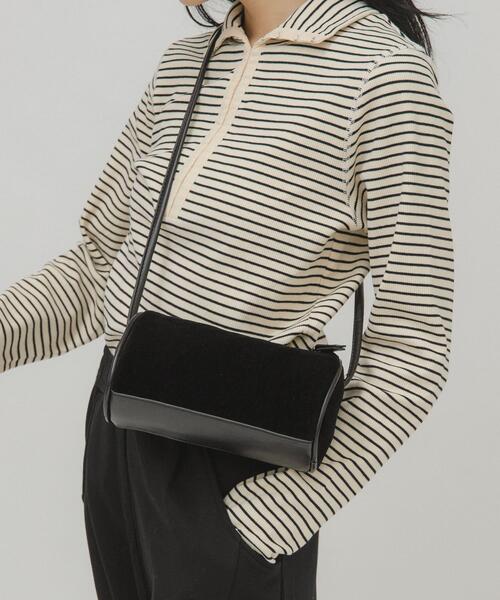 KBF（ケイビーエフ）の「ステッチデザインベロアミニBAG（ショルダーバッグ・レディース・ベージュ/ブラウン/ブラック・ONE）」の6枚目の写真