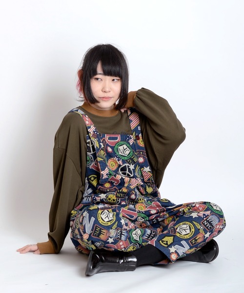 MARAI(マーライ)の「総柄オーバーオール(サロペット/オーバーオール・レディース・ネイビー・FREE)」の3枚目の写真