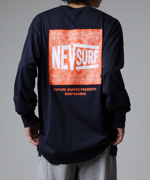 FUNALIVE（ファンアライブ）の「NEVSURF バックプリント ビッグ長袖Tシャツ unisex（Tシャツ/カットソー・メンズ・ブラック系1/ベージュ/チャコール/ネイビー/ブラック/ホワイト系1/オフホワイト/杢グレー・M/L/XL）」の8枚目の写真