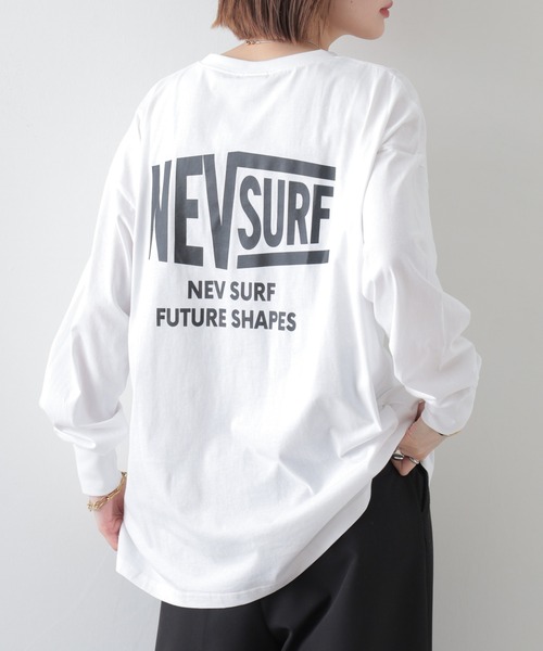 FUNALIVE（ファンアライブ）の「NEVSURF バックプリント ビッグ長袖Tシャツ unisex（Tシャツ/カットソー・メンズ・ブラック系1/ベージュ/チャコール/ネイビー/ブラック/ホワイト系1/オフホワイト/杢グレー・M/L/XL）」の2枚目の写真